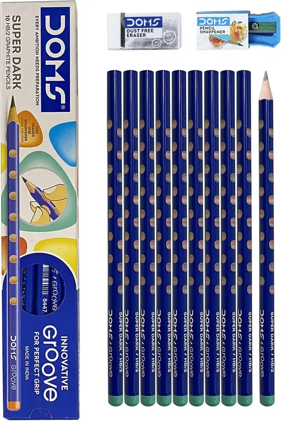 DOMS DOMSGROOVEPENCIL Pencil  (Set of 10, Blue)