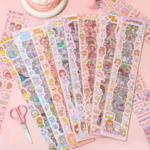 WELTOYi 40 cm Decorative Cartoon Theme Kawaii Stickers - 20 PET Sheets Washi Stickers for Kids Self Adhesive Sticker  (Pack of 1)