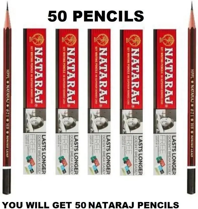 golajitraders NATRAJ RED COVER PENCIL ?? PACK OF 50 Pencil  (Set of 50, Black)