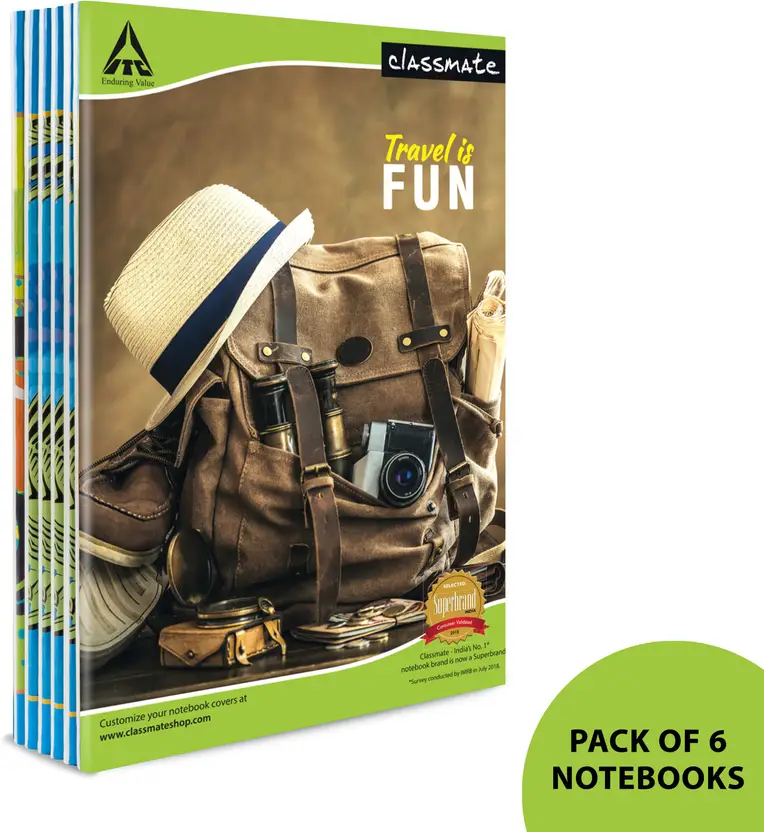 Classmate Notebook A4 Notebook Single Line 172 Pages  (Multicolor, Pack of 6)