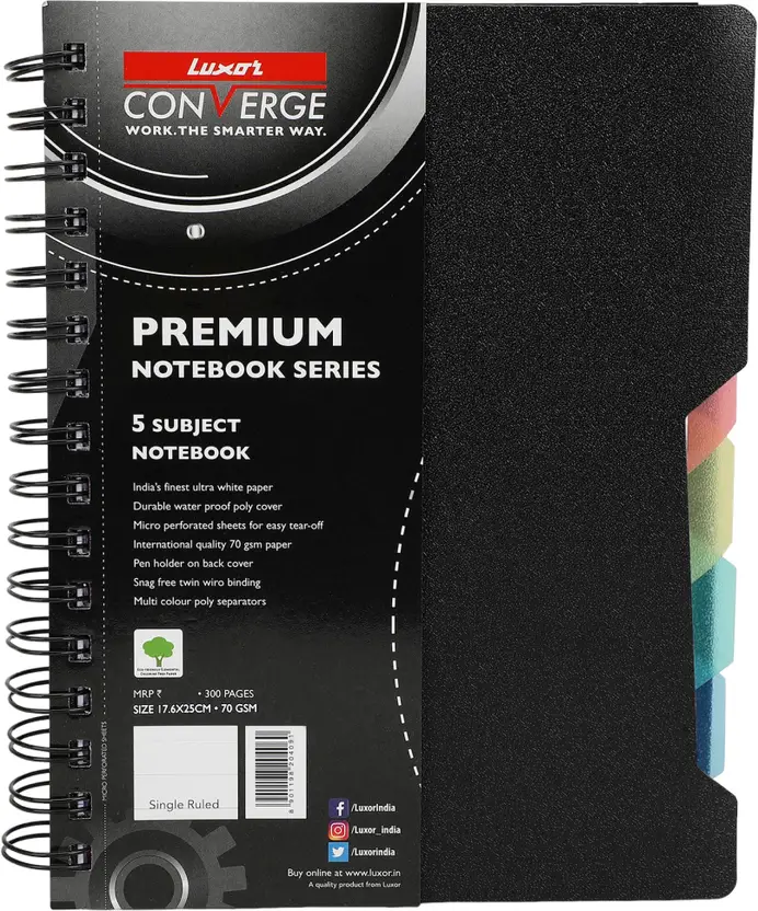 LUXOR Single Ruled A5-300 A5 Notebook Single Ruled 300 Pages  (Black)